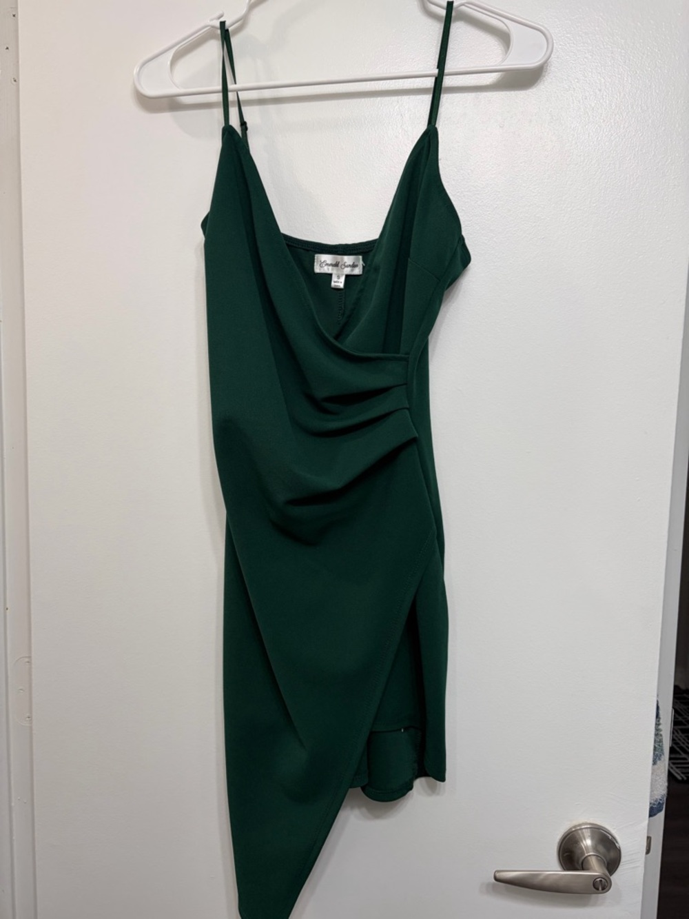 Emerald Sundae Forest Green Asymmetrical Slip Dress